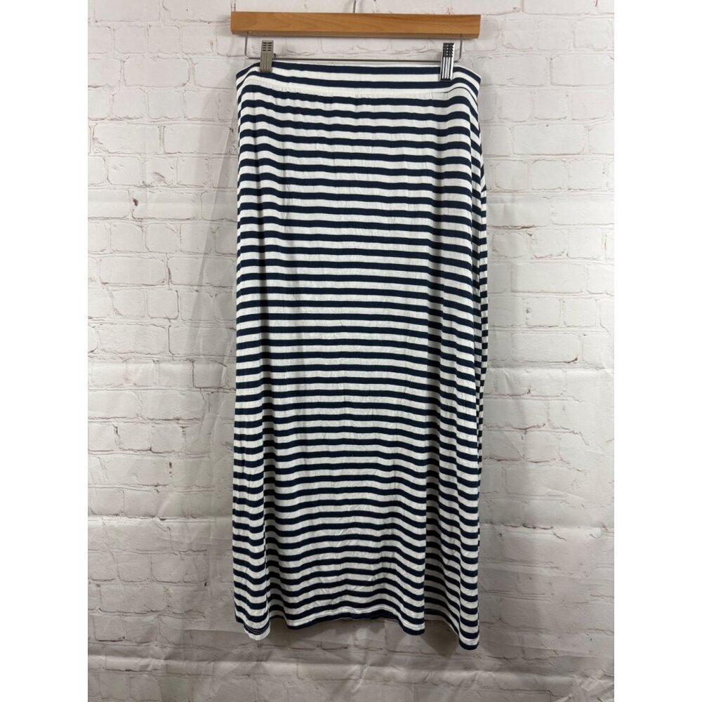 Time and Tru Skirt Womens Size Large (12-14) Blue White Striped Pull On Stretch